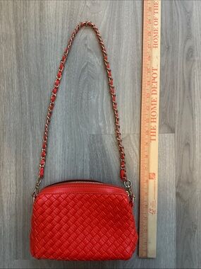 Aldo Red Woven Shoulder Bag with Chain Strap